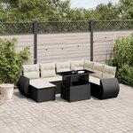 vidaXL Salon de jardin 8 Pièces avec coussins noir résine tressée
