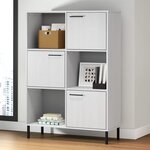 vidaXL Bibliothèque avec pieds en métal Blanc 90x35x128 5 cm Bois OSLO