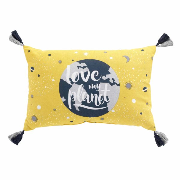 Coussin pompons 30x50 cm coton petit astronaute