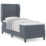 Lit avec sommier à ressorts et matelas vidaXL Gris foncé 80x200 cm en Velours