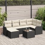 vidaXL Ensemble de canapé de jardin 6 pièces avec coussins brun poly rattan
