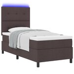 vidaXL Lit avec sommier et matelas & LED marron foncé 100x200 cm tissu