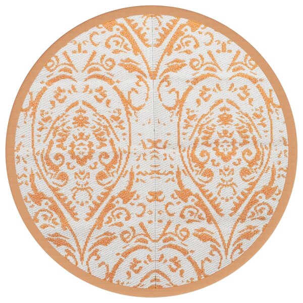 vidaXL Tapis d'extérieur orange et blanc Ø200 cm PP
