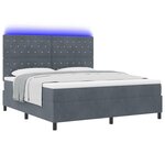 Lit avec sommier et matelas vidaXL & LED Gris Foncé 180x200 cm Velours
