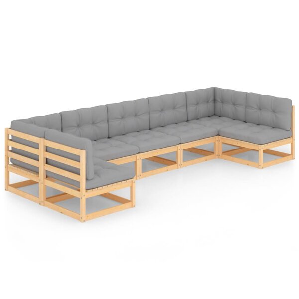 Salon de jardin meuble d'extérieur ensemble de mobilier 7 pièces avec coussins bois de pin massif 02_0017126