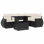 vidaXL Salon de jardin 6 Pièces avec coussins noir résine tressée