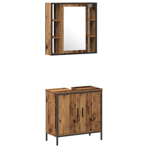vidaXL Ensemble de meubles de salle de bain 2 pièces en bois ancien