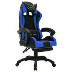 Chaise fauteuil siège pivotante de bureau informatique étude de jeux vidéo avec LED RVB et similicuir bleu 02_0024200