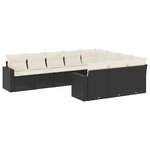 vidaXL Salon de jardin 10 Pièces avec coussins noir résine tressée