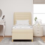 Lit à ressort avec matelas vidaXL en crème  100x200 cm  tissu