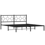 vidaXL Cadre de lit métal avec tête de lit noir 183x213 cm
