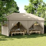 vidaXL Tente de réception pliable escamotable 4 parois latérales taupe