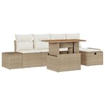 vidaXL Ensemble de canapé de jardin 6 pièces avec coussins beige en poly rattan