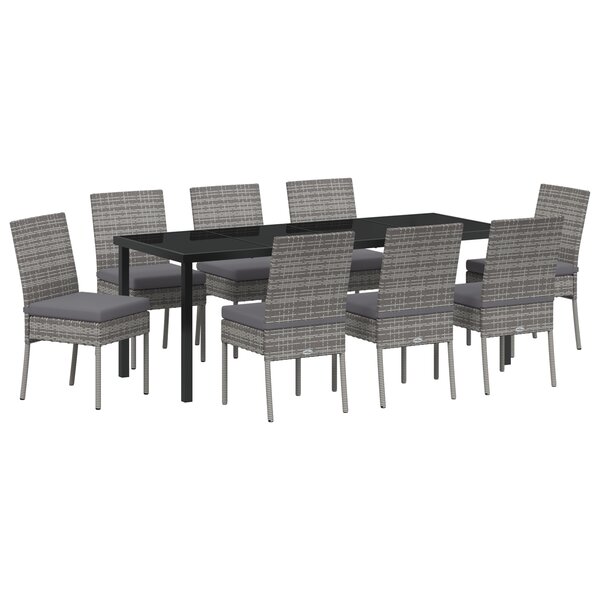 vidaXL Ensemble de salle à manger jardin 9 pièces Gris Poly Rattan
