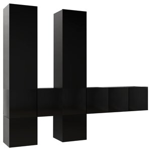 vidaXL Ensemble de meubles TV 7 Pièces Noir Bois d'ingénierie