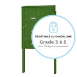 Bloc collectif leabox.com  2x3  grade 3  simple face  Extérieur  fixation sur pieds à sceller  Vert mai RAL 6017 finition brillante