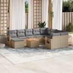 vidaXL Salon de jardin 11 Pièces avec coussins beige résine tressée