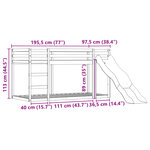 vidaXL Lit superposé avec toboggan et rideaux rose 90x190 cm