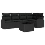 Set de canapé jardin 6 pièces avec coussins beige poly rotin