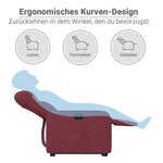 vidaXL Fauteuil inclinable électrique rouge bordeaux tissu