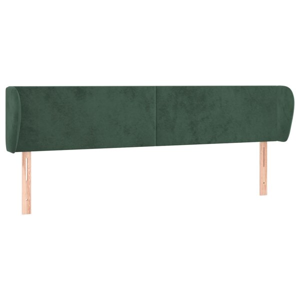 vidaXL Tête de lit avec oreilles Vert foncé 203x23x78/88 cm Velours