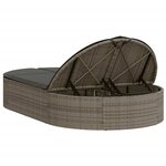 vidaXL Chaise longue double avec coussins gris résine tressée