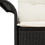 Canapé de jardin 2 places vidaXL avec rangement et coussins en poly rotin noir