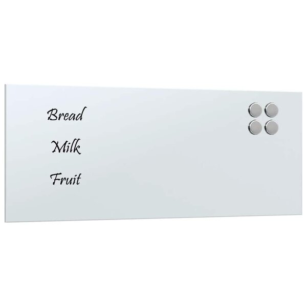 vidaXL Tableau noir magnétique mural Blanc 50x20 cm Verre trempé