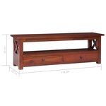 vidaXL Meuble TV Marron 115x30x40 cm Bois d'acajou massif