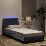 vidaXL Cadre de lit avec LED sans matelas gris foncé 90x190 cm velours