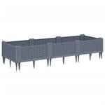 vidaXL Jardinière avec piquets gris 125x40x28 5 cm PP