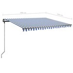 vidaXL Auvent manuel rétractable sur pied 400x350 cm Bleu/Blanc
