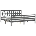 vidaXL Cadre de lit avec tête de lit gris 200x200 cm bois massif