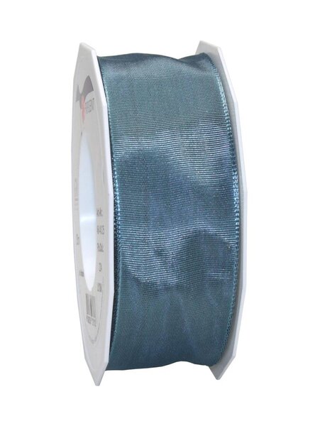Ruban de soie acetat laitonné lyon 25-m-rouleau 40 mm bleu acier