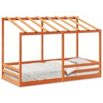 vidaXL Lit pour enfants et toit cire marron 100x200 cm bois massif pin