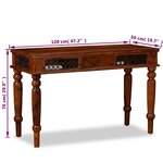 vidaXL Table d'écriture Bois massif de Sesham 120 x 50 x 76 cm