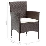 vidaXL Ensemble à manger de jardin et coussins 5 Pièces Poly rotin Marron