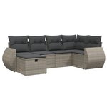 vidaXL Salon de jardin 6 Pièces avec coussins gris résine tressée