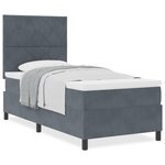 Lit Box Spring avec Matelas gris foncé 100x200 cm en Velours