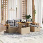 vidaXL Salon de jardin avec coussins 6 Pièces beige résine tressée