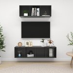 vidaXL Ensemble de meubles TV 2 Pièces Gris brillant Bois d'ingénierie