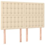 vidaXL Cadre de lit avec tête de lit Crème 140x200 cm Tissu