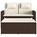 vidaXL Banc inclinable de jardin avec coussins marron résine tressée