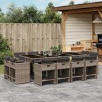 vidaXL Ensemble à manger de jardin coussins 13 Pièces gris résine tressée