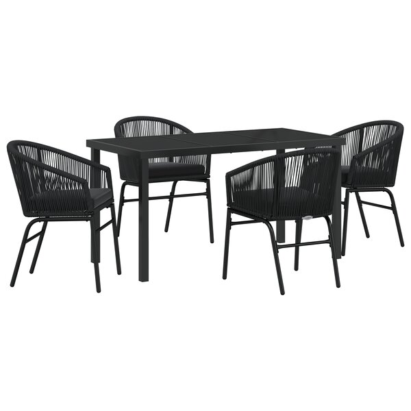 vidaXL Ensemble de jardin 5 pièces Noir Poly Rattan
