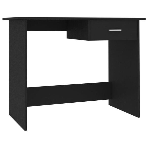 Bureau table poste de travail meuble d'ordinateur informatique étude 100 x 50 x 76 cm bois d’ingénierie noir 02_0023887