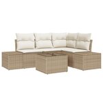 vidaXL Ensemble de canapé de jardin de 5 pièces avec coussins en poly rotin brun