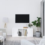 vidaXL Meuble TV Blanc brillant 100x35x40 cm Bois d'ingénierie