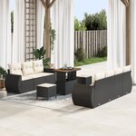 vidaXL Ensemble de Canapé de Jardin 10 Pièces avec Coussins Rattan Poly Noir Acacia