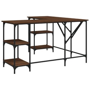 Bureau table poste de travail meuble d'ordinateur informatique étude chêne 139 x 139 x 75 cm bois d'ingénierie brun 02_0023609